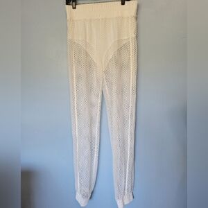 JW Signature Mesh Cover-up Jogger Pants Cream Size Large